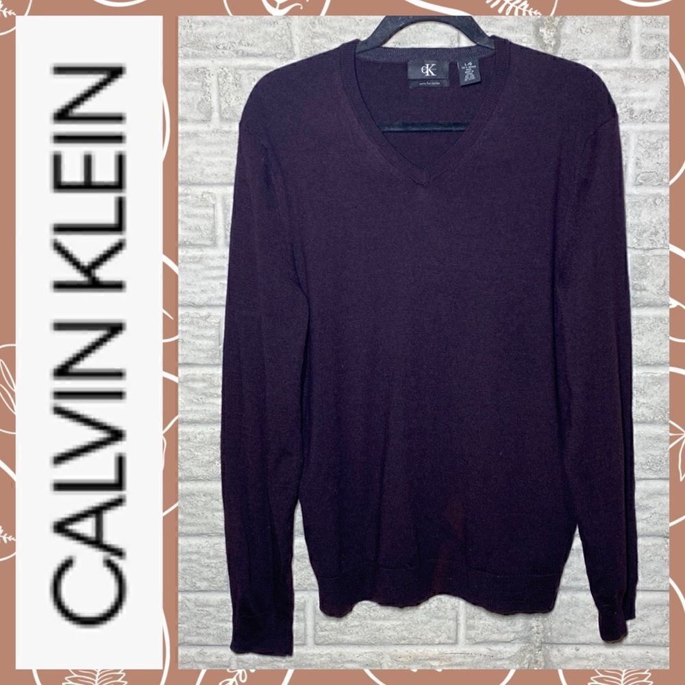 Calvin Klein 100% wool Maroon Sweater Men's Size Large